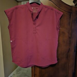 Figs Deep Magenta Scrub Top